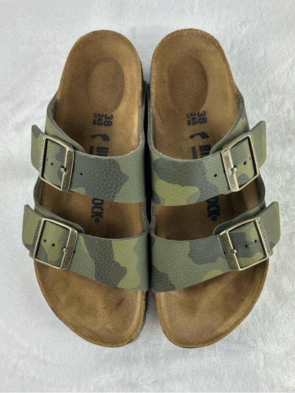Women’s Birkenstock Camo Print Arizona Double Strap Sandals - Size 38 (US 7-7.5)
